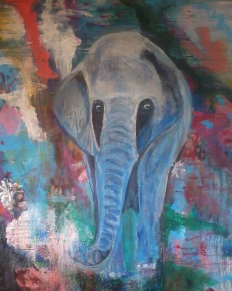 Elefant Acryl auf Leinwand 100x80 cm